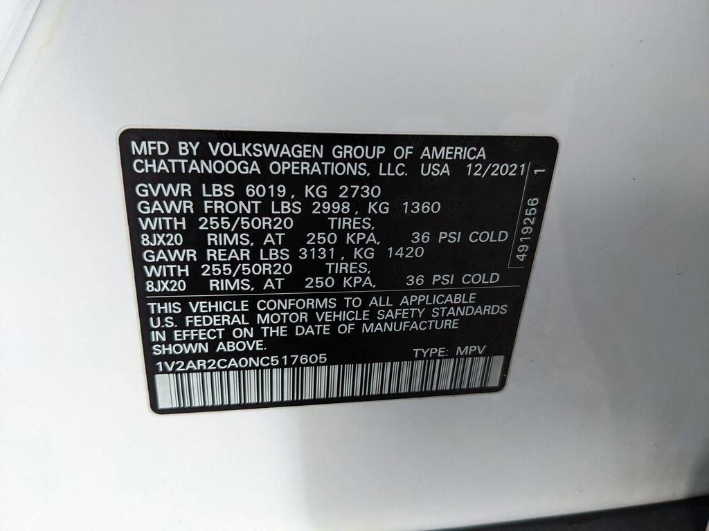 2022 Volkswagen Atlas 3.6L V6 SEL R-Line