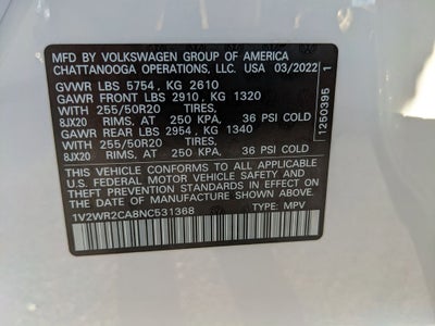 2022 Volkswagen Atlas 3.6L V6 SE w/Technology