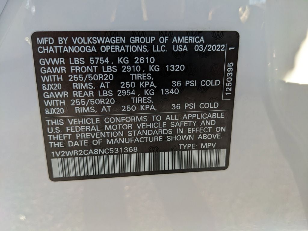 2022 Volkswagen Atlas 3.6L V6 SE w/Technology